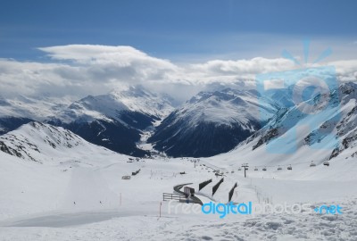 Alpine Winter View Stock Photo