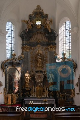 Altar In The Catholic Church In Attersee Stock Photo