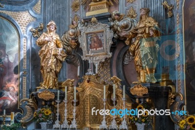 Altar In The Catholic Church In Attersee Stock Photo