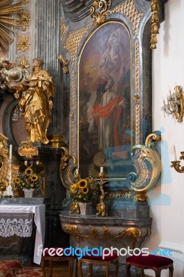 Altar In The Catholic Church In Attersee Stock Photo