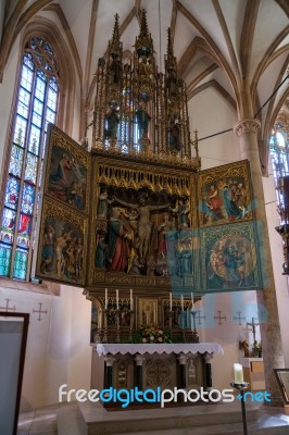 Altar In The Maria Hilf Pilgrimage Church In Hallstatt Stock Photo