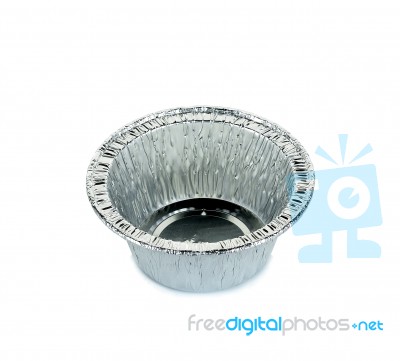 Aluminium Foil Cup Isolated On The White Background Stock Photo