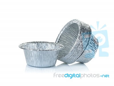 Aluminium Foil Cup Isolated On The White Background Stock Photo