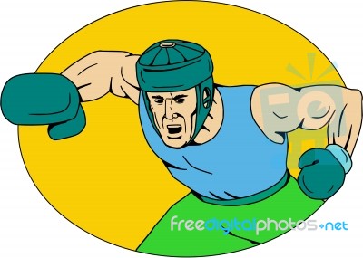 Amateur Boxer Knockout Punch Drawing Stock Image