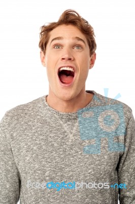 Amazed Young Guy With Open Mouth Stock Photo