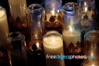 Amazing Background With The Candles Stock Photo