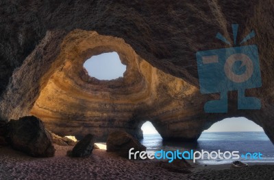 Amazing Sea Cave Located In Benagil, Algarve, Portugal Stock Photo