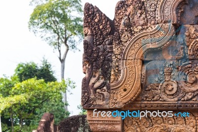 Amazing Temple  Ancient Bayon Castle, Angkor Thom, Siem Reap, Cambodia Stock Photo