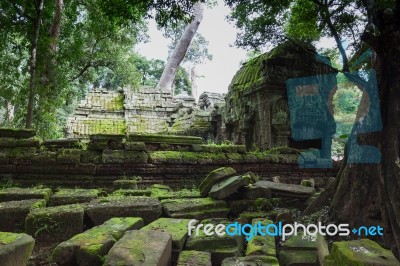 Amazing Temple  Ancient Bayon Castle, Angkor Thom, Siem Reap, Cambodia Stock Photo