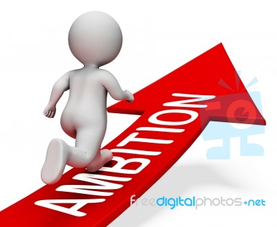 Ambition Arrow Represents Wish Person And Male 3d Rendering Stock Image