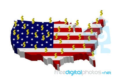 America Map Flag Pattern With Dollar Symbol Stock Image