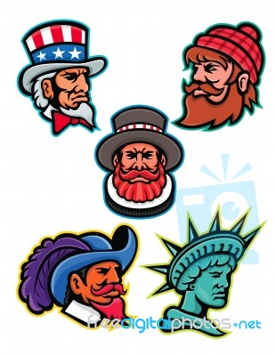 American And British Mascots Collection Stock Image