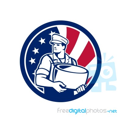 American Artisan Cheese Maker Usa Flag Icon Stock Image