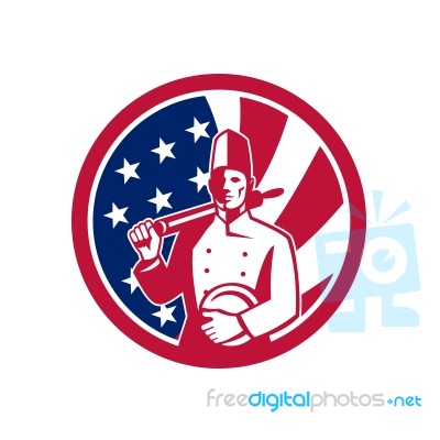 American Baker Usa Flag Icon Stock Image