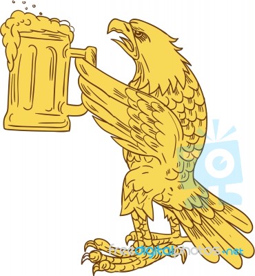 American Bald Eagle Beer Stein Drawing Stock Image