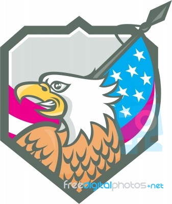 American Bald Eagle Flag Spear Retro Stock Image