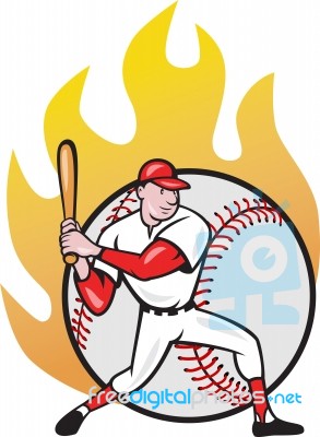 American Baseball Player Batting Ball Stock Image