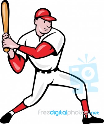 American Baseball Player Batting Cartoon Stock Image