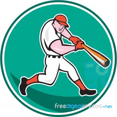 American Baseball Player Batting Cartoon Stock Image