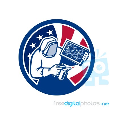 American Beekeeper Usa Flag Icon Stock Image