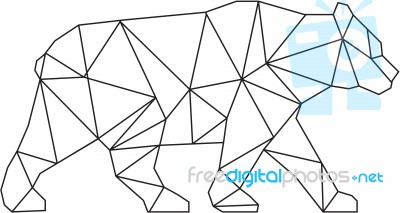 American Black Bear Black And White Low Polygon Stock Image