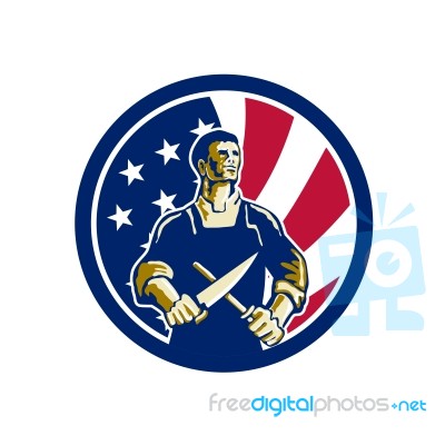 American Butcher Usa Flag Icon Stock Image