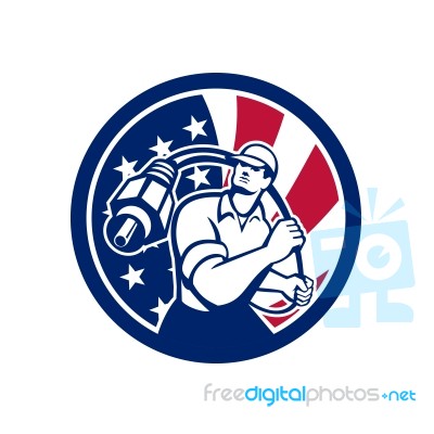 American Cable Installer Usa Flag Icon Stock Image