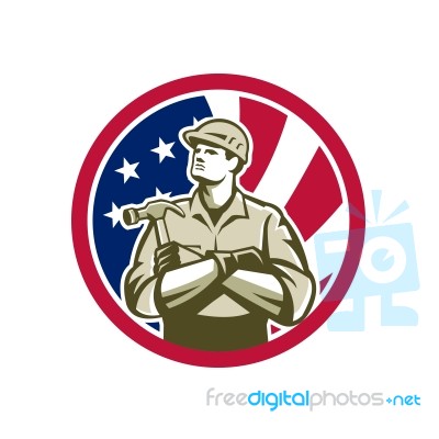 American Carpenter Usa Flag Icon Stock Image