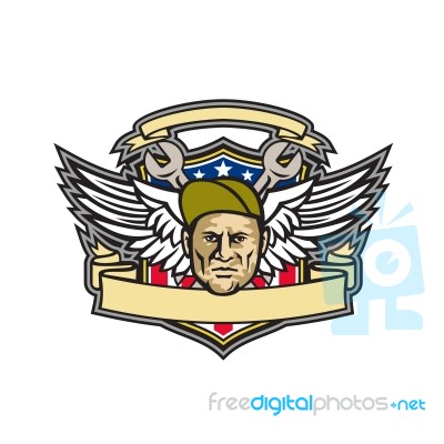 American Crew Chief Shield Mascot Stock Image