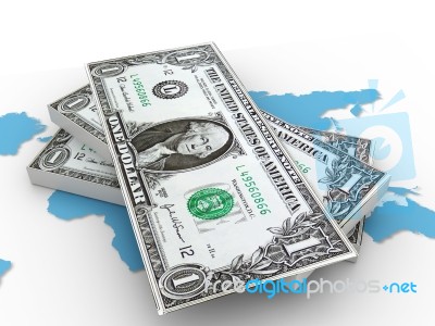 American Dollar On World Map Stock Image