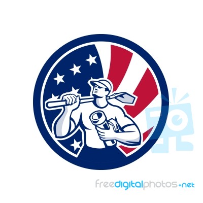 American Drainlayer Usa Flag Icon Stock Image