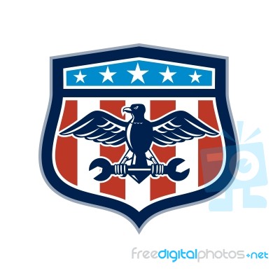 American Eagle Mechanic Usa Flag Crest Stock Image