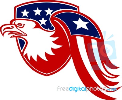 American Eagle Stars And Stripes Flag Shield Retro Stock Image