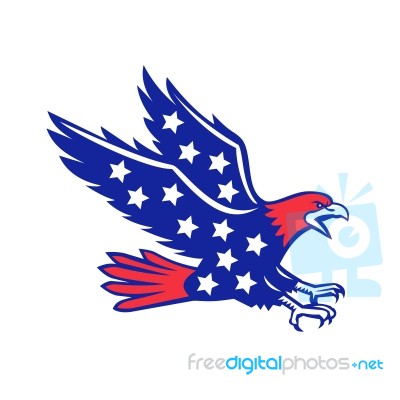 American Eagle Swooping Stars Icon Stock Image