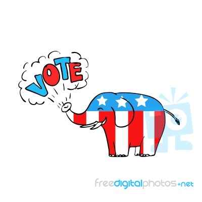 American Elephant Vote Drawing Stock Image
