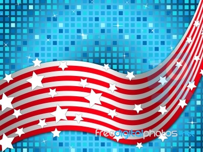 American Flag Background Means Nation And Glittering Squares Stock Image