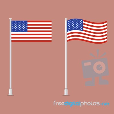 American Flag On Pole Stock Image