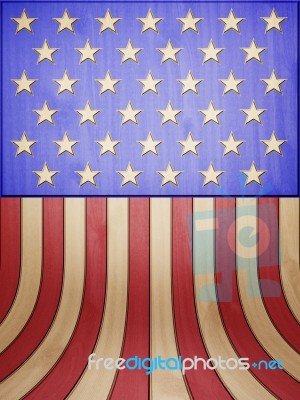 American Flag On Wood Plank Stock Image