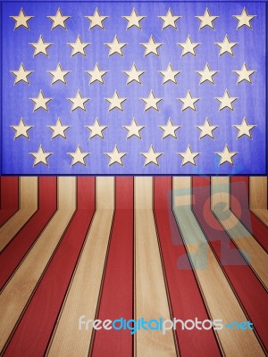 American Flag On Wood Plank Stock Image