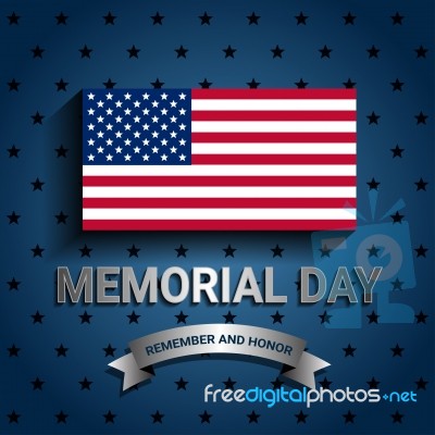 American Flag With Ribbon For Memorial Day Stock Image