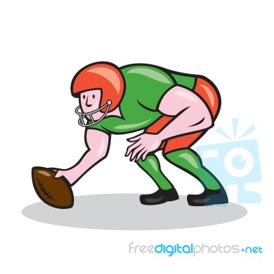 American Football Center Snap Side Cartoon Stock Image