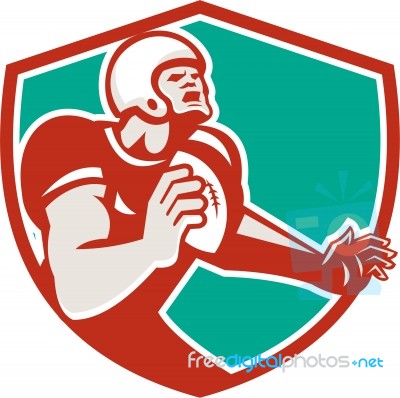 American Football Player Angry Shield Retro Stock Image