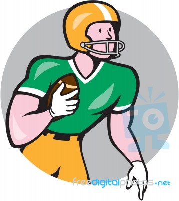 American Football Player Rusher Circle Retro Stock Image