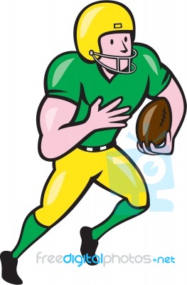 American Football Receiver Running Ball Cartoon Stock Image