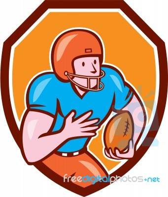 American Football Receiver Running Ball Shield Stock Image