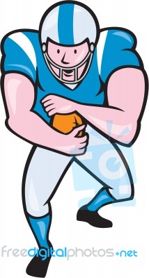 American Football Running Back Fending Cartoon Stock Image