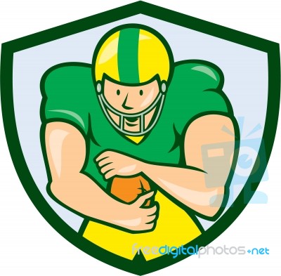 American Football Running Back Shield Cartoon Stock Image