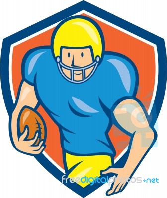 American Football Running Back Shield Cartoon Stock Image