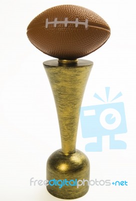 American Football Trophy Isolated On White Background Stock Photo