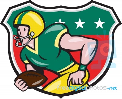 American Football Wide Receiver Running Ball Shield Stock Image